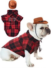 2PCS Dog Halloween Costume Dog Cowboy Shirt with Pet Hat Funny Halloween 2XL 