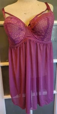 Adore Me Women's Lingerie Lace Mesh Babydoll LP2566 Purple Size 38DDD NWT NEW