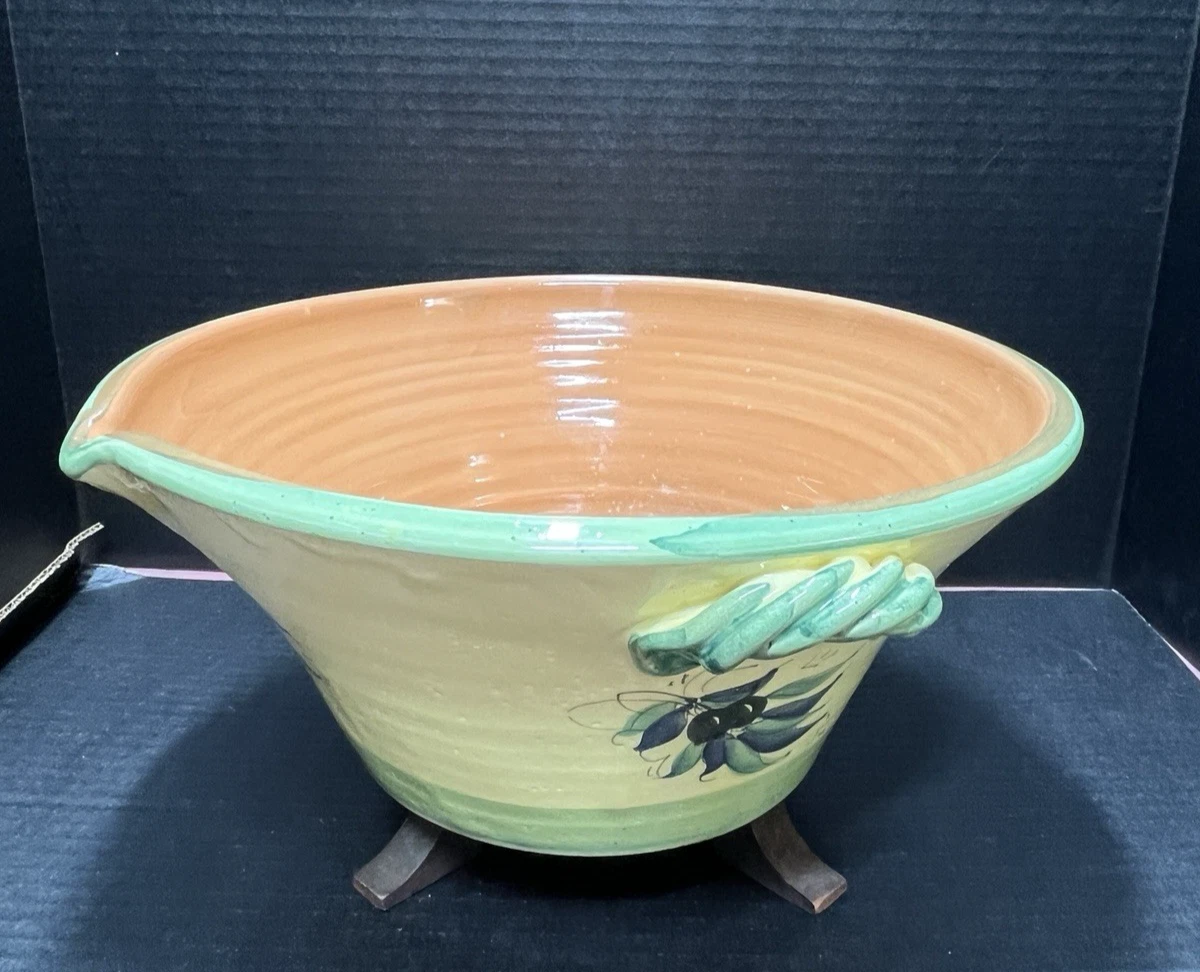 Pottery Grain De Sel Provence France Olive Handpainted 12.5" Serving Mixing Bowl