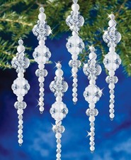 Beaded Ornament Kit Ice  Pearl Icicle Makes 6 Christmas Ornaments