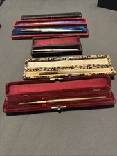 Fairchild Vintage #3 Pearl Handle Dip Pen-lot 5 W/case Carved Spencer Jackson