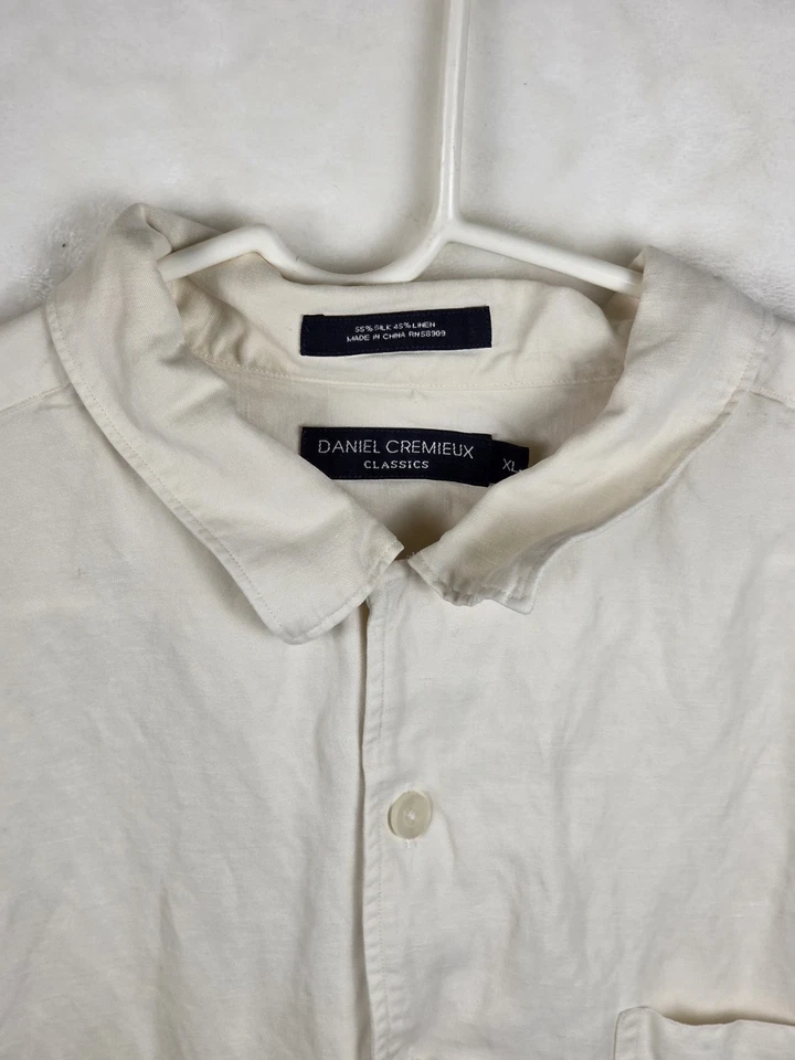 Daniel Cremieux Men's XL Ivory Silk & Linen Short Sleeve Shirt - Image 2 of 4