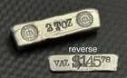 Rutland Bullion Co. 2 oz Hand Poured Silver Bar .999 Fine Silver