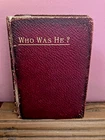 Vintage miniature Book Who Was He? famous men leather covers gold embossed