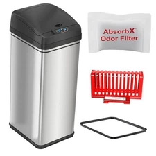  13 Gallon Sensor Trash Can 2.0 – Stainless Steel Automatic Black, Silver