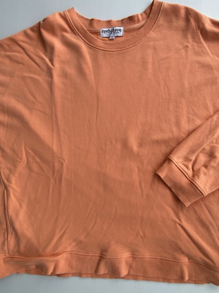 EVERGREEN peachy orange relaxed crew sweatshirt ~ size 18
