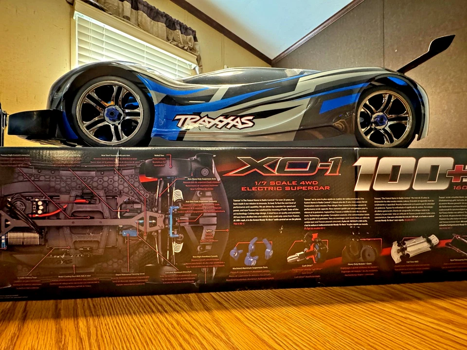 Радиоуправляемый суперкар Traxxas TRX 64077-3 синий/серый/черный XO-1 100 миль/ч 1:7 в открытой коробке - Изображение 2 из 4