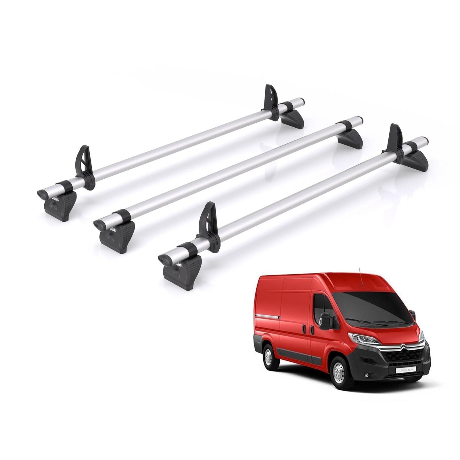 Citroen Relay Roof Rack Fits 2006+ Models 3x Bars Aluminum Rhino Kammbar Pro