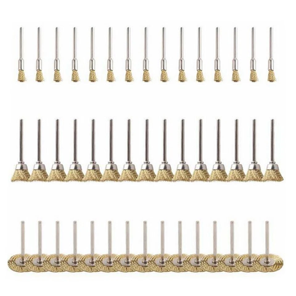 Paquete de 45 herramientas de cepillo de mezcla de pulido de rueda de alambre de acero de 3 mm Dremel herramienta de vástago giratorio j Foto 4 de 4