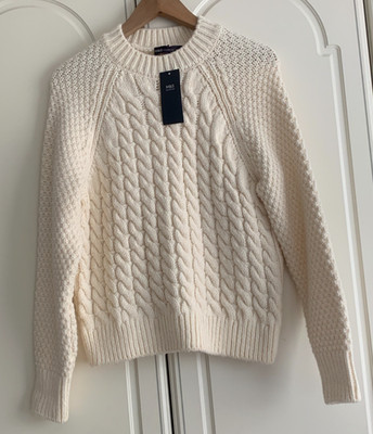M&S Collection Strickpullover / Pulli Ivory Aran Style Größe XS mit Etikett