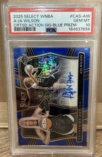 POP 1 Panini 2025 Select WNBA A'ja Wilson CAS Blue Prizm /49 PSA 10