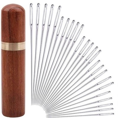 25Pieces Hand Sewing Big Eye Needles Sharp Needle，with Solid