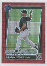2021 Donruss Optic Rated Rookie Red Pandora Prizm 90/99 Daulton Jefferies 0lt3