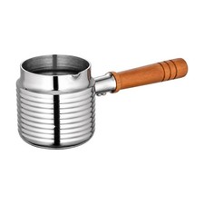 Mini Single-Handle Saucepan Compact Stainless Steel Saucepan with Wooden Handle