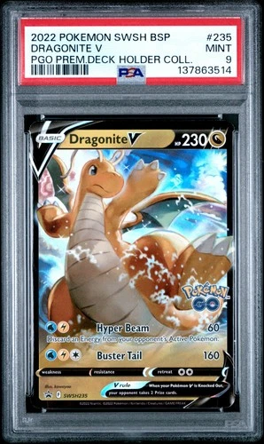 2022 Pokemon GO Dragonite V SWSH235 Black Star Promo PSA 9 MINT Full Art Holo