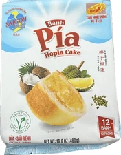 Banh Pia Hopia Cake Coconut Durian Tan Hue Vien 16.8oz, 12 Pieces - Vegetarian