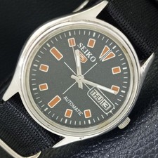 VINTAGE SEIKO 5 AUTOMATIC JAPAN 6309A MENS BLACK COLOR DIAL WATCH a702724-1