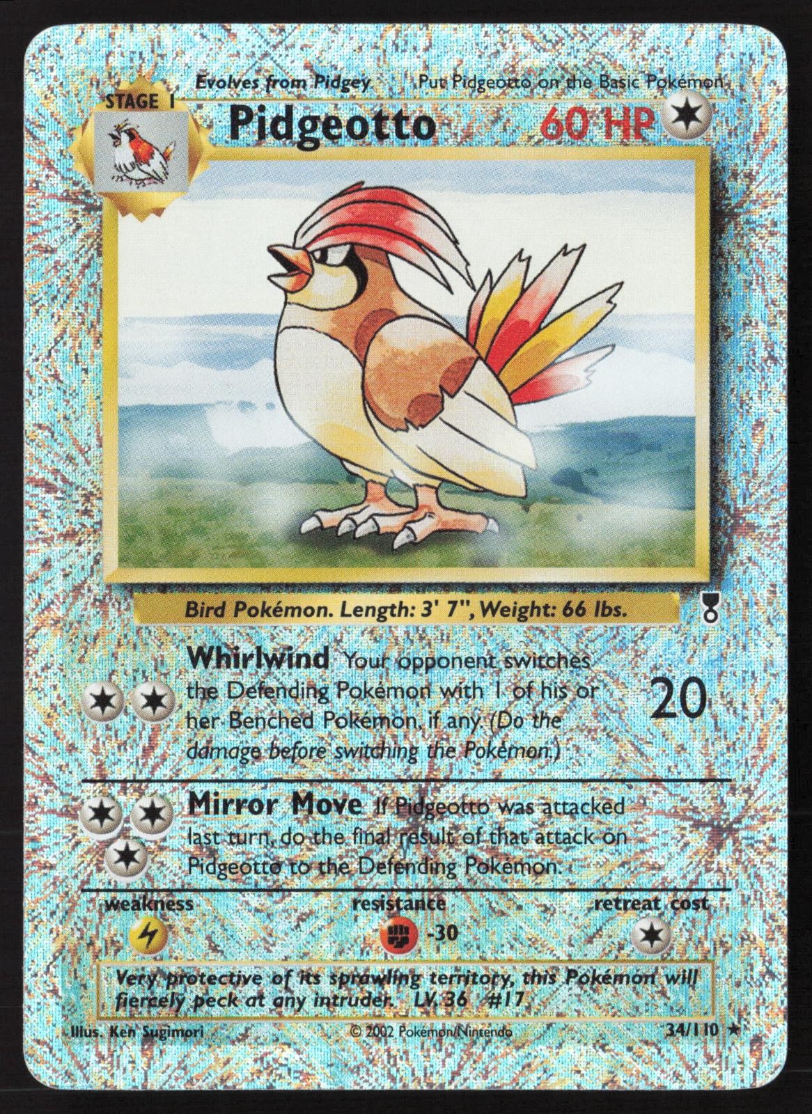 Pidgeotto Reverse Holo Rare 34/110 Pokemon Legendary Collection NM