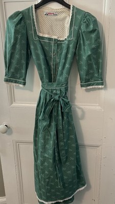 Vintage Alphorn Trachtenmode Von Adler Dirndl Cotton Dress & Apron Size 36