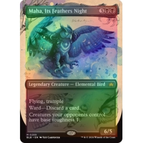 FOIL MAHA, ITS FEDERS NIGHT (BORDERLESS) Bloomburrow BLB Magic MTG MINT CARD - Bild 1 von 1