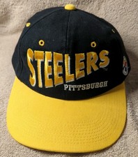 Vintage 90s Pittsburgh Steelers Hat Cap Snapback Spellout Black Drew Pearson 