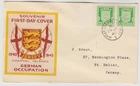 1942 GERMAN OCCUPATION of JERSEY marginal pair 1/2d Arms on official illust FDC
