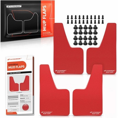Mud Flaps, 4 Pack Universal Splash Guards for Car 4 Pcs Set Red 