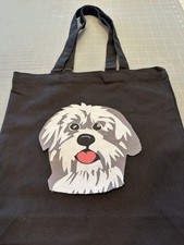 Adorable Artisan Crafted Appliqu  Dog Tote Bag   Customizable Canvas Bag Color