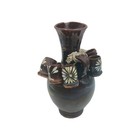 Luiantono Mexican  Pottery Pitcher & 5 Shot Sized Mugs Brwn With White Flowers — photo 3