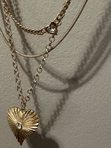 SUGARFIX by BaubleBar Layered Heart Pendant Gold Tone Necklace Nickel Free - Picture 10 of 10