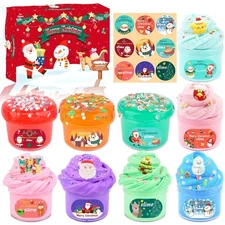 9 Pack Christmas Slime Kit, with 3 Butter Slime and 3 Cloud Slime and 3 Clear...