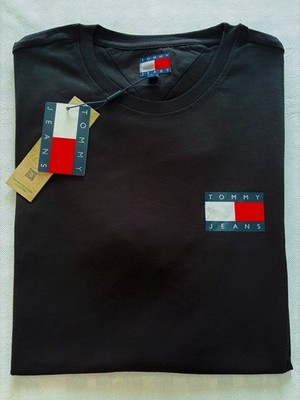 Tommy Jeans Camiseta Negra Logo Bandera Original Nueva con Etiqueta Talla M