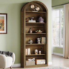 6-Tier Arched Bookshelf, 77.16" Tall Arched Bookcase Open Display Shelving Unit