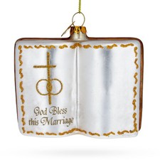Romantic Wedding Book Blown Glass Ornament