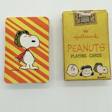 VTG Miniature Hallmark Peanuts Aviator Snoopy Playing Cards Mini Complete Deck