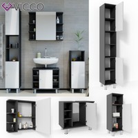 BadmöBel Set Bad Spiegel Unterschrank Kommode Bad Fynn Anthrazit Weiß Vicco
