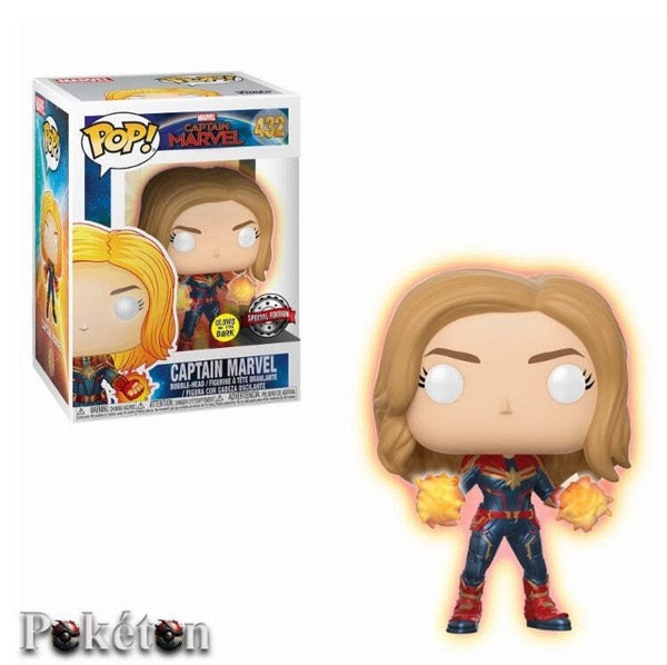 Funko Pop Marvel #432 Captain Marvel (Glows In The Dark) - Vinyl Figur Neu-image