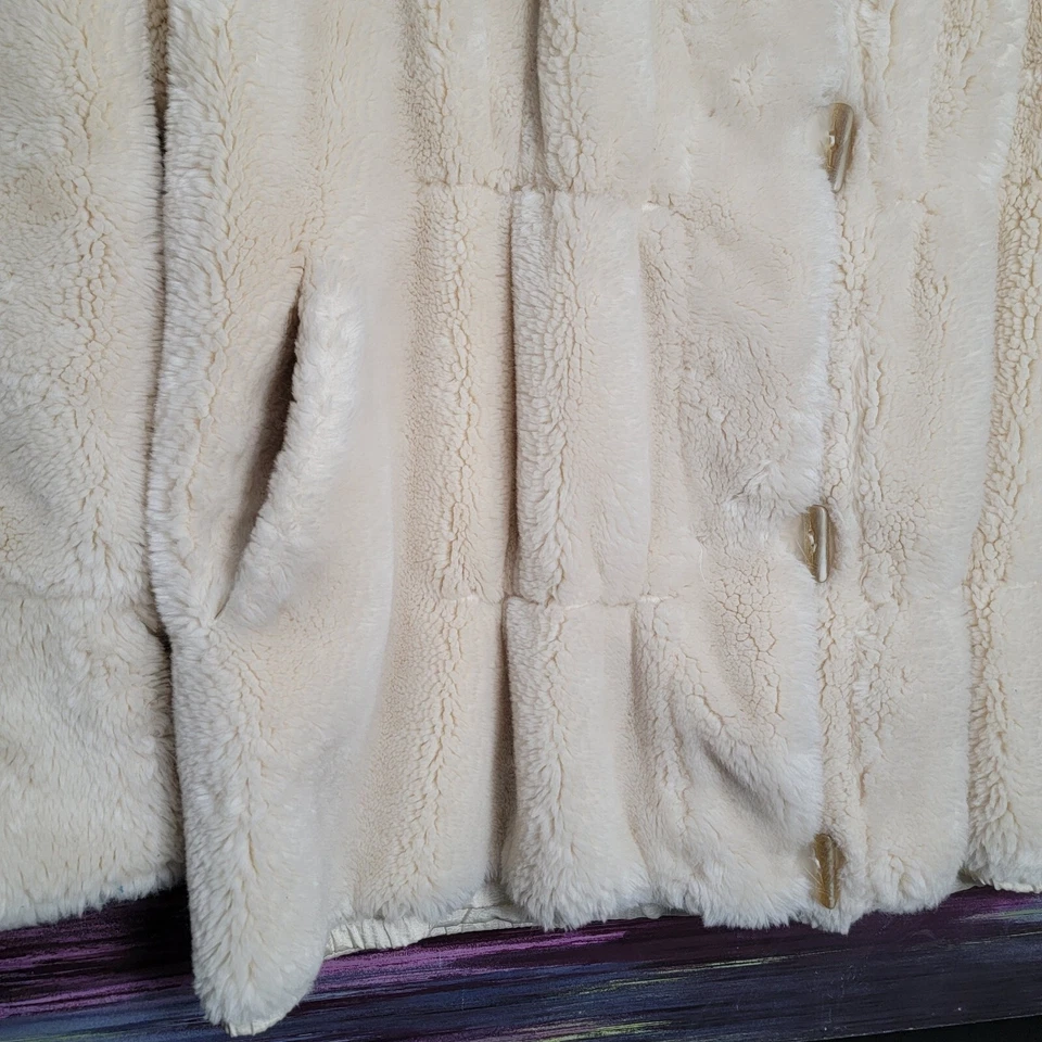 Abrigo de piel sintética crema reversible vintage años 90 Neiman Marcus talla mediana chaqueta para mujer Foto 3 de 4