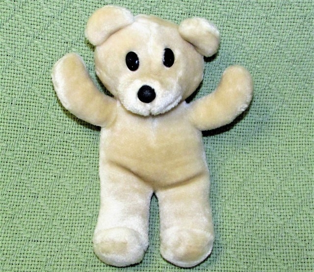 VINTAGE APPLAUSE CUTEES TEDDY BEAR STUFFED ANIMAL TAN BLACK BUTTON EYES