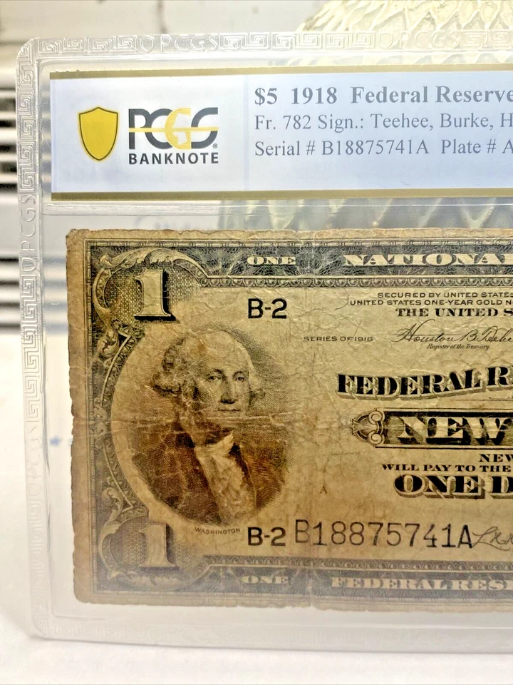 1918 $1 FEDERAL RESERVE BANK NOTE NEW YORK PCGS VG8 Fr.782 (PCGS ERROR!!!) - Image 2 of 4