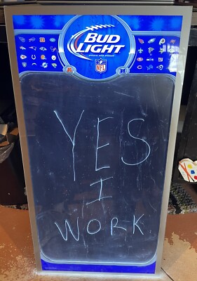 BUD LIGHT BEER NFL LIGHTED MENU BOARD SIGN WET ERASE BOARD 31 X 16 BUDWIESER