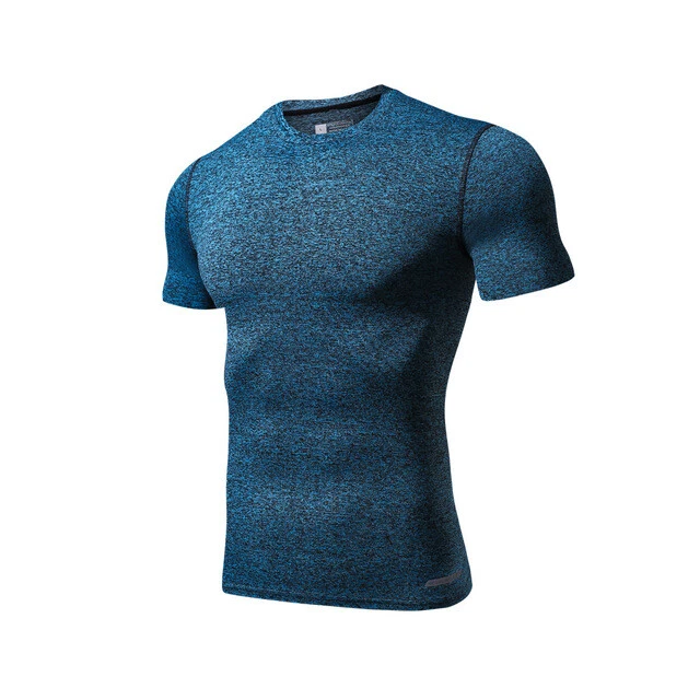 Men Fitness Short Sleeve Shirt Athletic Quick Dry Compression Gym Sweatshirt