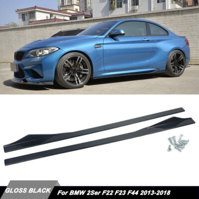 FOR BMW 2 SERIES 2014-2020 F22 F23 F44 SIDE SKIRTS EXTENSION BLADES GLOSSY BLACK