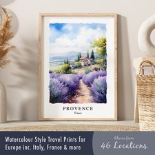 Europe Travel Poster Print | Watercolour Style Wall Art of Italy, France & more