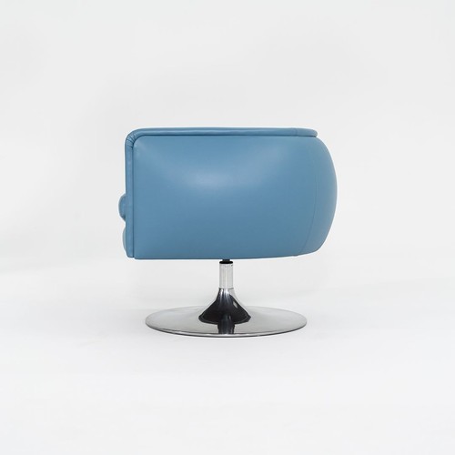 2010s Joe D'Urso for Knoll Swivel Lounge Chairs Blue Leather Model 2165 2x Avail - 第 3/12 張圖片