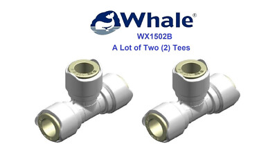 2-Marine Whale WX1502B Equal Tee 15mm NSF Plumbing Pipe Quick Connect Fitting