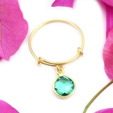 Green Amethyst Quartz Round Shape Yellow Gold Plated Adjustable Rings Gifts Her