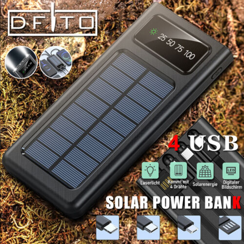 2024 Super 10000000mAh 4 USB Portable Charger Solar Power Bank For Cell Phone