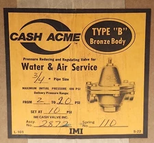 CASH ACME 2872 Water & Air Pressure Reducing Regulating Valve 3/4" Type B Bronze