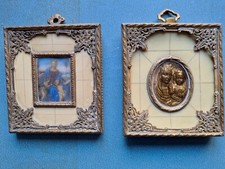 ANTICHE COPPIA DI MINIATURE CON CORNICE IN BRONZO